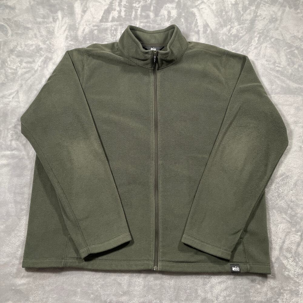 REI Coop Jacket Mens XXL Green Full Zip Fleece Outdoor Hiking Performance Active